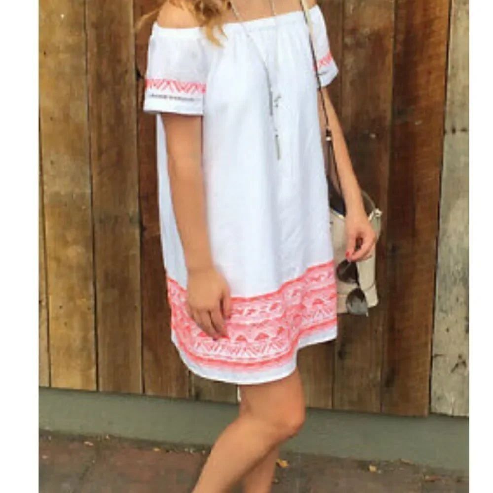 LuckyβBrandβOffβShoulderΒ EmbroideredβDress